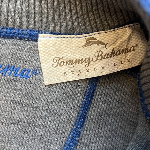 Tommy Bahama Reversible 1/4 Zip Sweater 100% Cotton Pullover Royal Blue/Gray XL - Picture 5 of 16